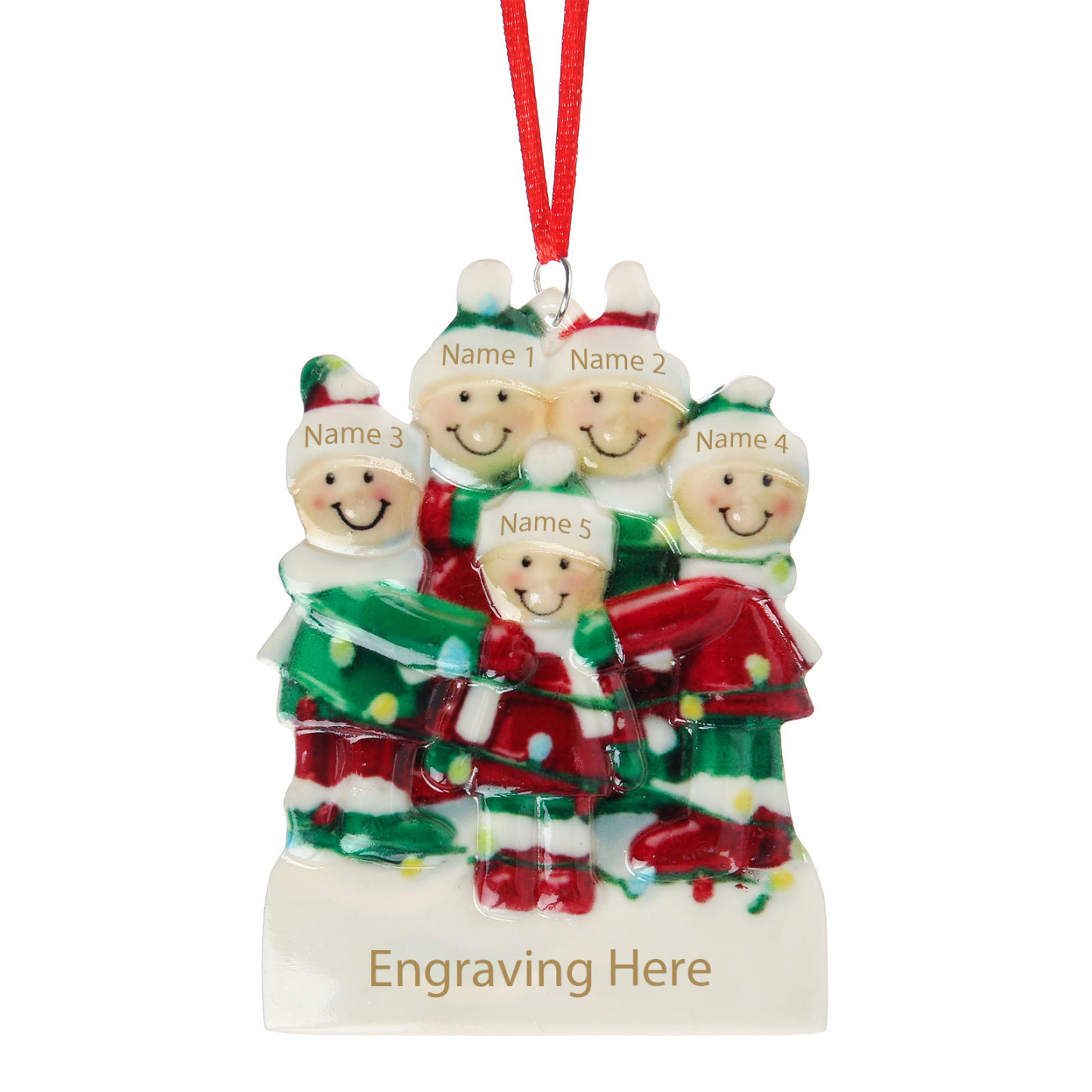 Navidad-Ornamento muñecos navideño de resina 1 texto y 5 nombres personalizados adorno del árbol