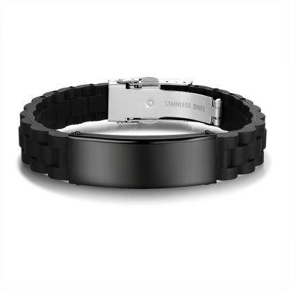 Pulsera personalizada con 1 texto y 1 foto para hombre-Jessemade ES