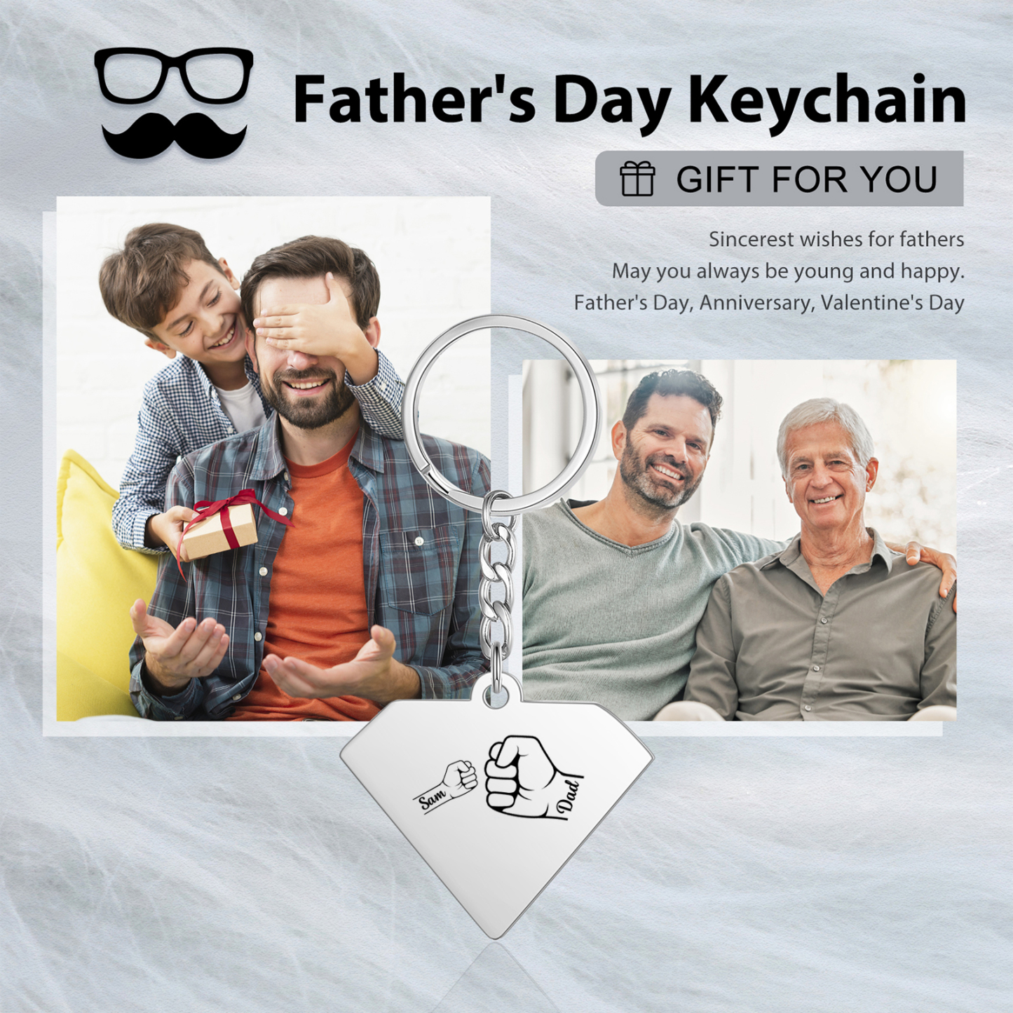 Llavero en forma de Superman puño con puño con 1 nombre personalizado con texto-Jessemade ES