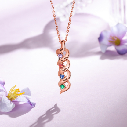 Collar de DNA 2-7 nombres y piedras personalizados-Jessemade ES