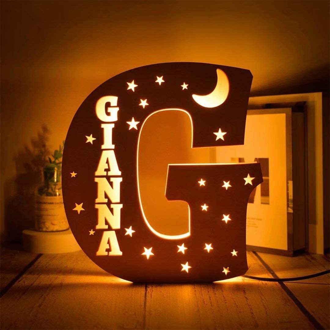 Lámpara 3D Ilusión Luz de Noche LED 26 Letras con 1 nombre personalizado-Jessemade ES