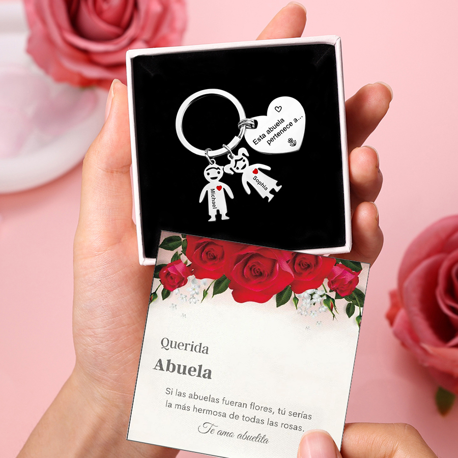 A mi abuela - Llavero con 2 nombres personalizados en "niños"-Jessemade ES
