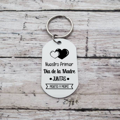 Primer Día de la Madre - Llavero 1 Texto y 1 Foto Personalizados-Jessemade ES