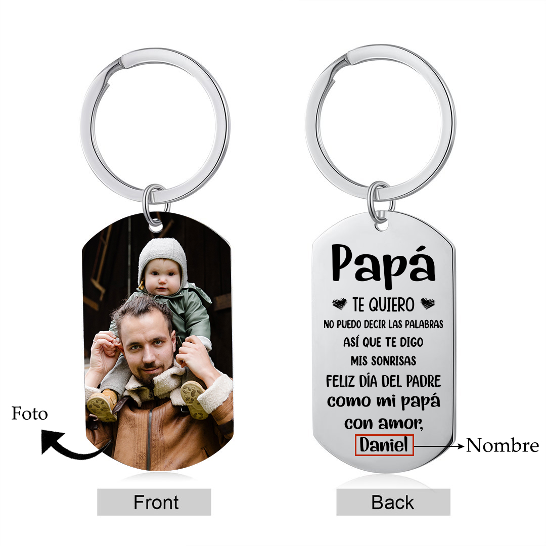 A mi papá-Llavero Personalizado FELIZ DÍA DEL PADRE 1 Nombre y 1 Foto-Jessemade ES