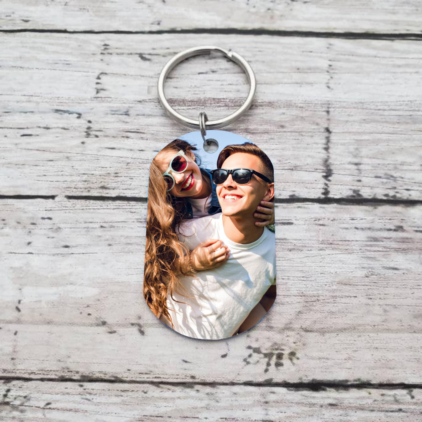 Llavero personalizado con 2 nombres y 1 foto para pareja-Jessemade ES