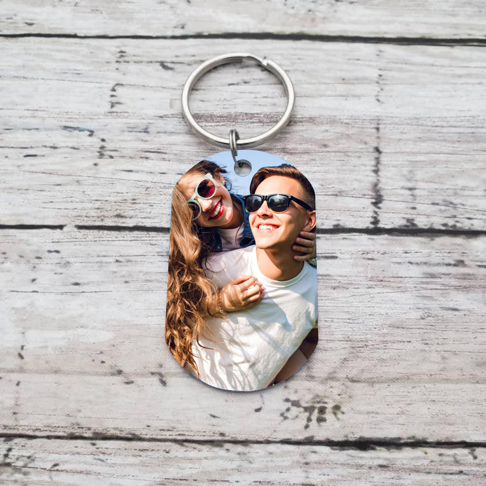 Llavero personalizado con 2 nombres y 1 foto para pareja-Jessemade ES