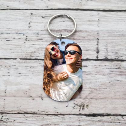 Llavero personalizado con 2 nombres y 1 foto para pareja-Jessemade ES