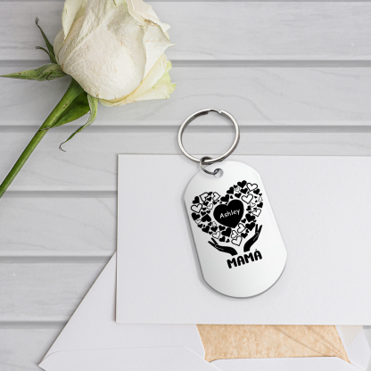 A mi mamá-Llavero 1-7 Nombres Personalizados CORAZONES Y MANOS-Jessemade ES