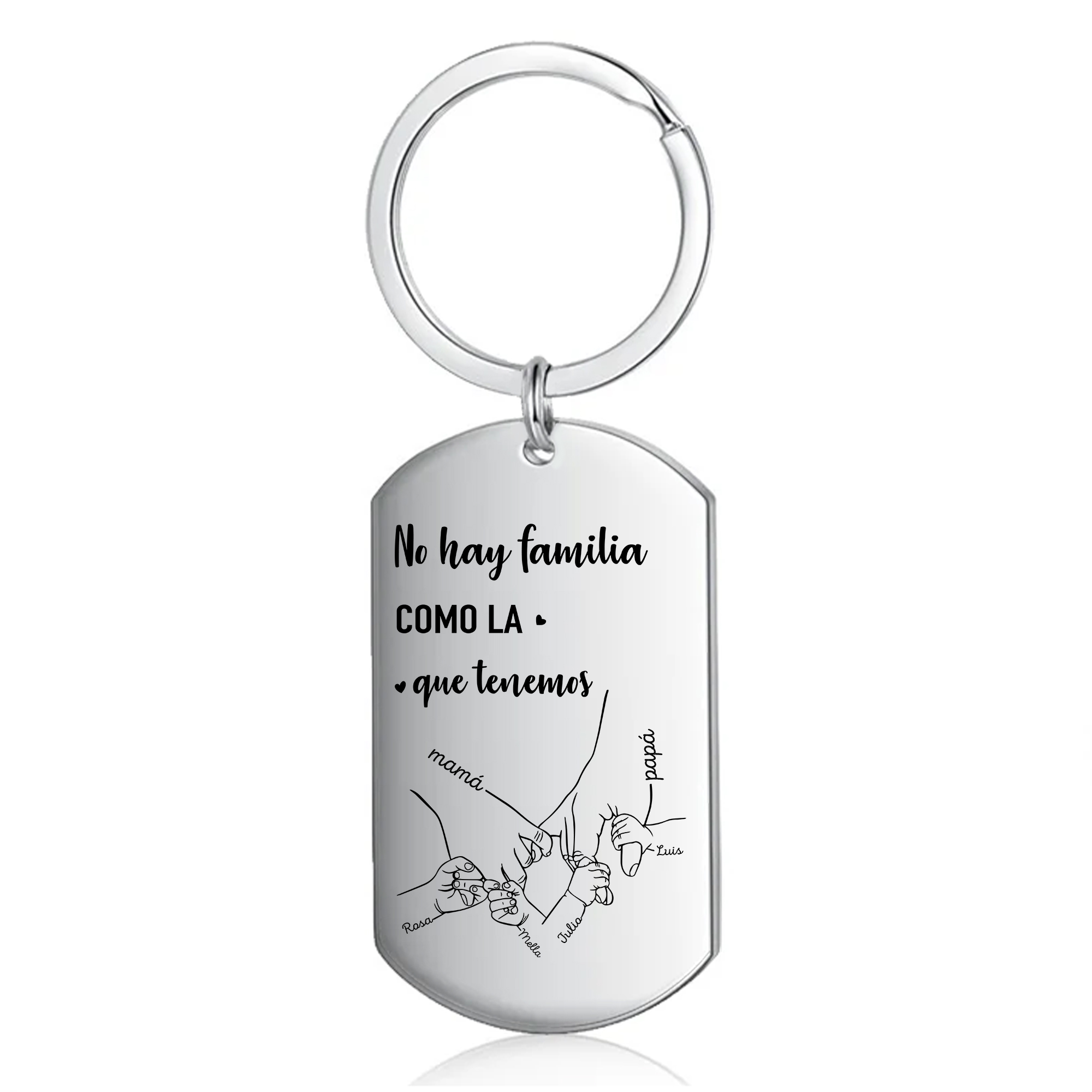 A familia-Llavero Personalizado MANOS COGIDAS 2-6 Nombres-Jessemade ES