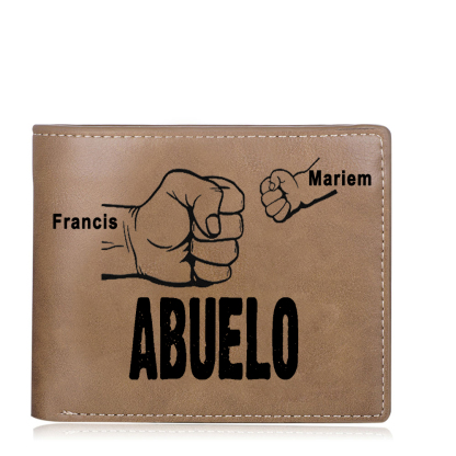 Cartera, billetera clásica puño con puño 2 nombres personalizados y una foto para abuelo-Jessemade ES