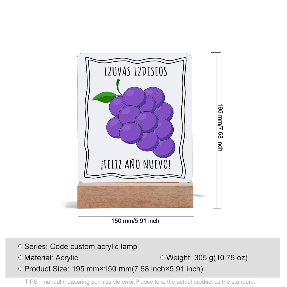 Navidad-Lámpara Luz de Noche LED Año Nuevo Doce Uvas Doce Deseos-Jessemade ES