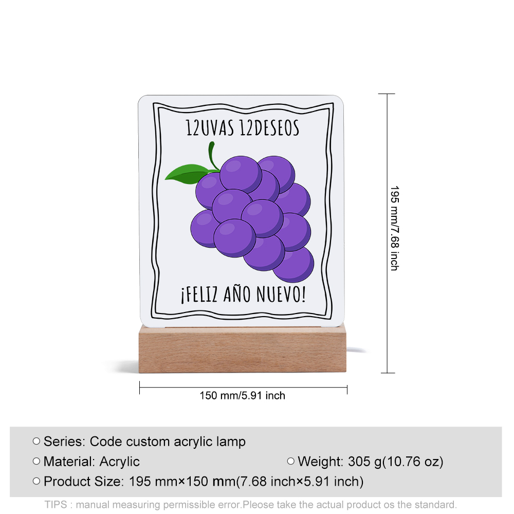 Navidad-Lámpara Luz de Noche LED Año Nuevo Doce Uvas Doce Deseos-Jessemade ES