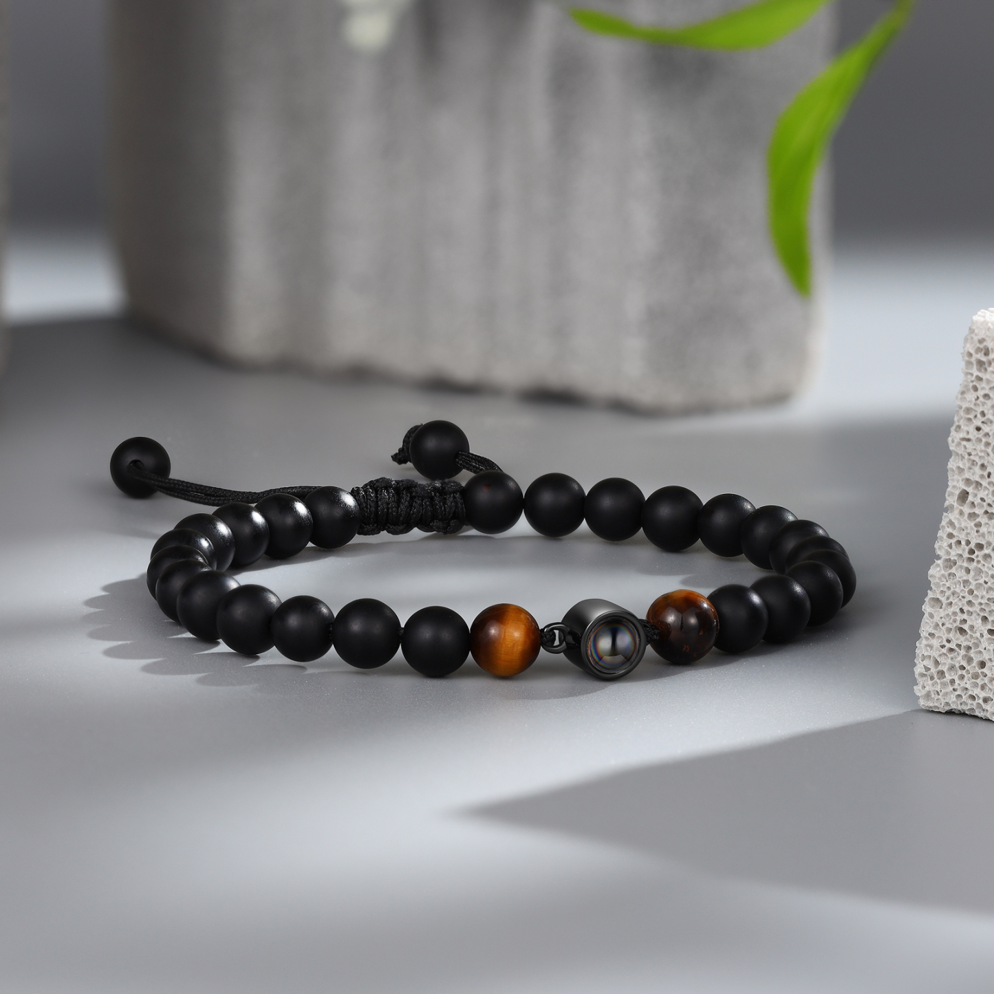 A mi papá-Pulsera de perlas con proyección de foto en color para hombre-Jessemade ES