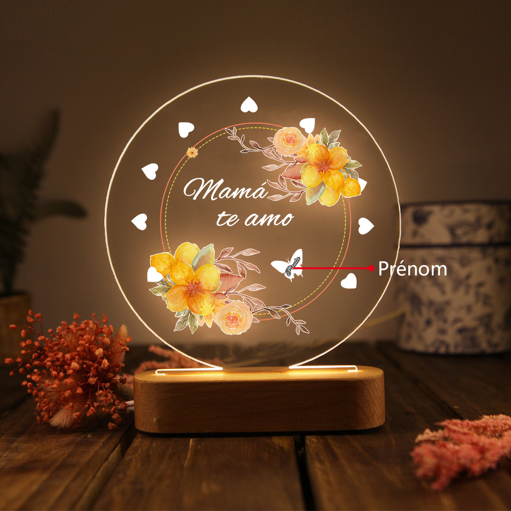 A mi mamá-Lámpara 3D Ilusión Luz de Noche Personalizada con 1-5 Nombres-Jessemade ES