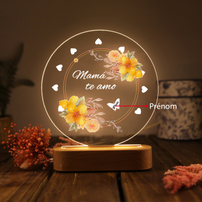 A mi mamá-Lámpara 3D Ilusión Luz de Noche Personalizada con 1-5 Nombres-Jessemade ES