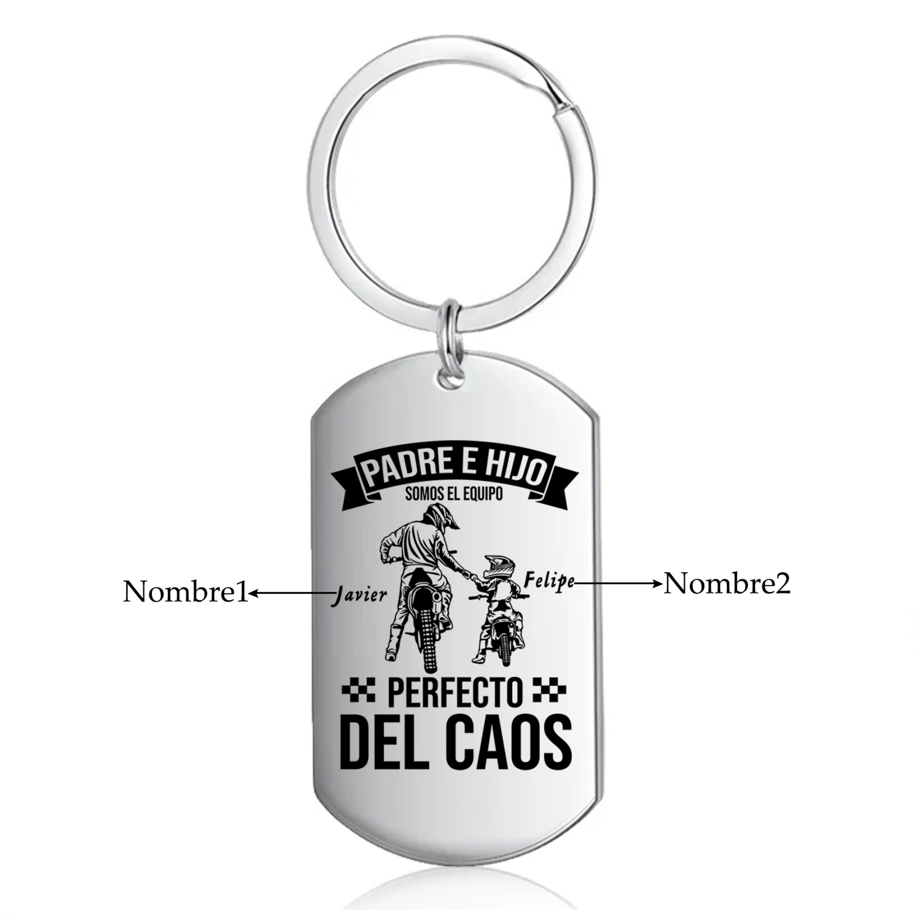 A mi papá-Llavero Personalizado PADRE E HIJO SOMOS EL EQUIPO PERFECTO 2 Nombres-Jessemade ES