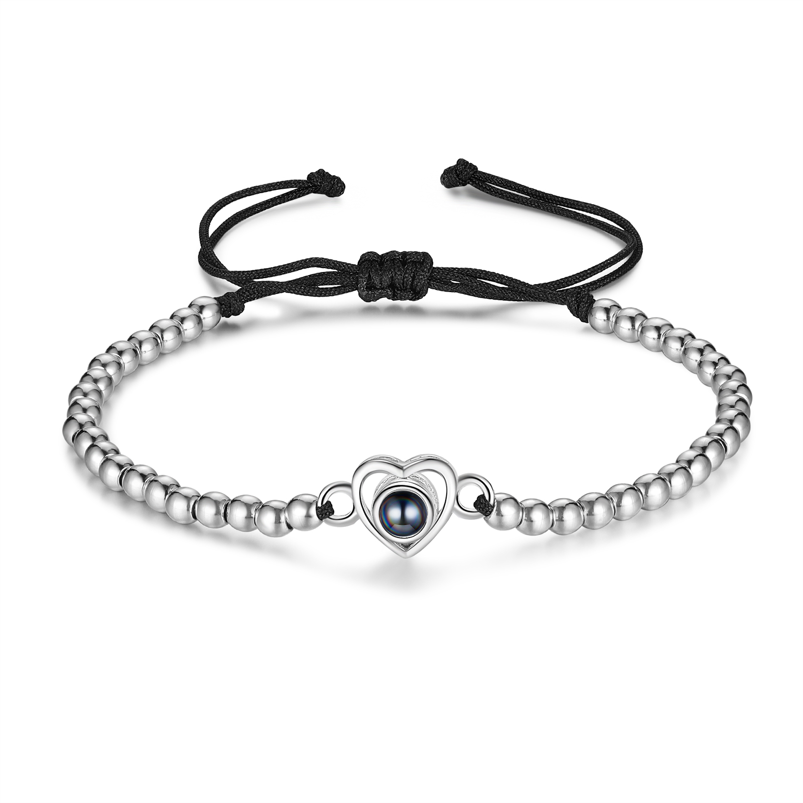 Pulsera con proyección de foto en color con dije de corazón pulsera de perlas ajustable-Jessemade ES