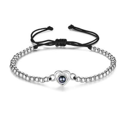 Pulsera con proyección de foto en color con dije de corazón pulsera de perlas ajustable-Jessemade ES