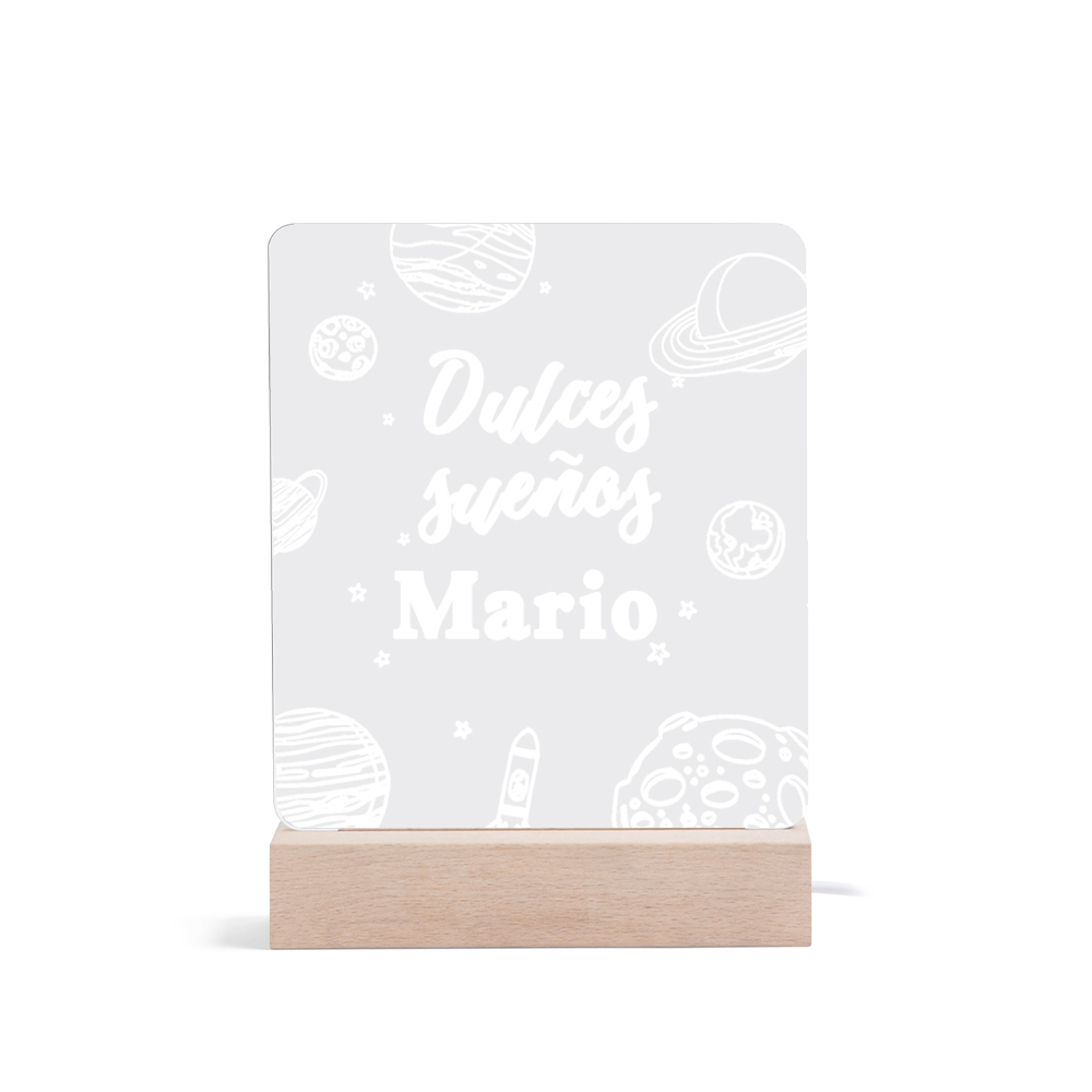 Lámpara Ilusión 3D Luz de Noche LED Dulces Sueños Espacio y Planetas con Nombre Personalizado-Jessemade ES