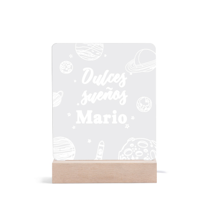 Lámpara Ilusión 3D Luz de Noche LED Dulces Sueños Espacio y Planetas con Nombre Personalizado-Jessemade ES