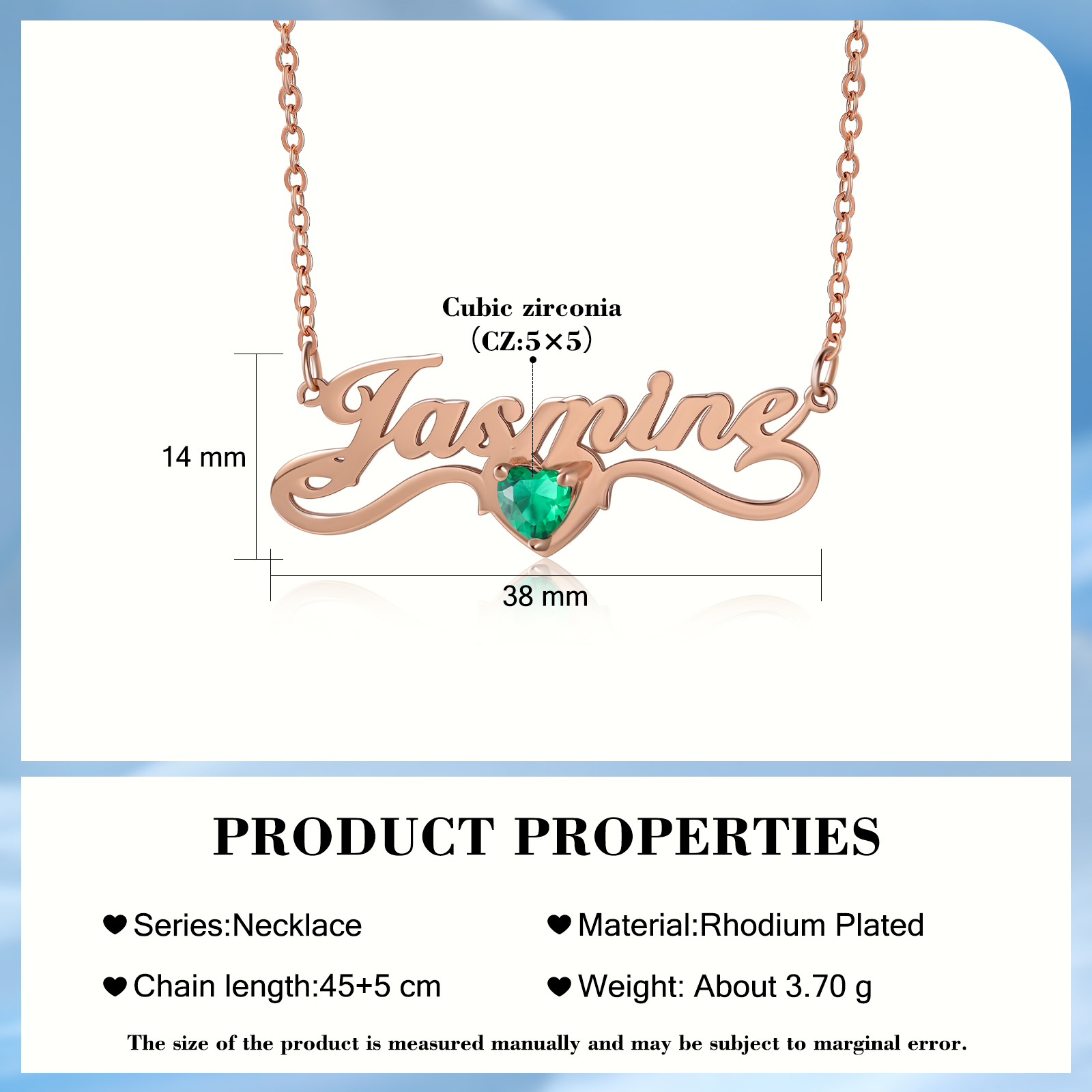 Collar con 1 nombre y 1 piedra de nacimiento personalizados-Jessemade ES