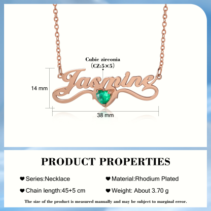 Collar con 1 nombre y 1 piedra de nacimiento personalizados-Jessemade ES