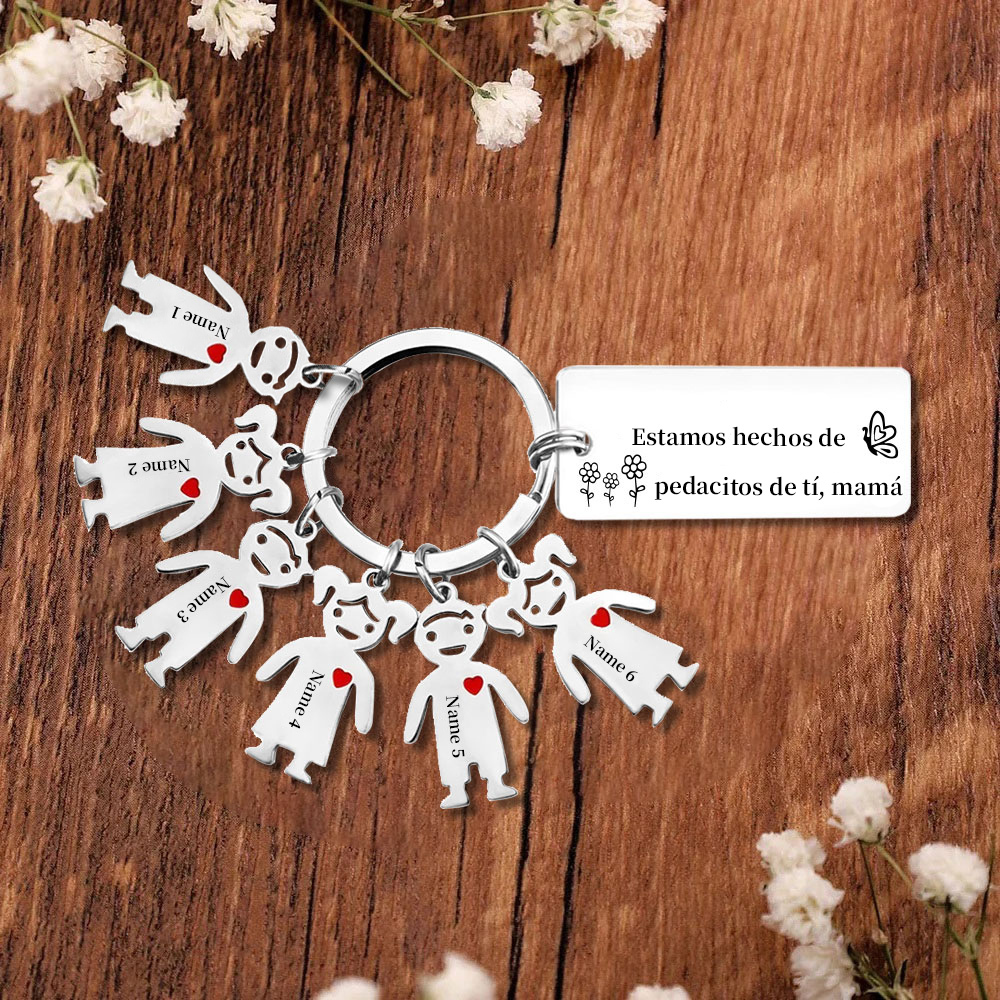 A mi mamá - Llavero 1-6 Nombres Personalizado con Charms de Niños-Jessemade ES