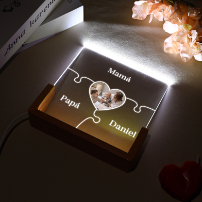 A mi mamá/abuela-Lámpara Personalizada con 2-7 Nombres y Foto "rompecabezas" 3D Ilusión Luz de Noche-Jessemade ES