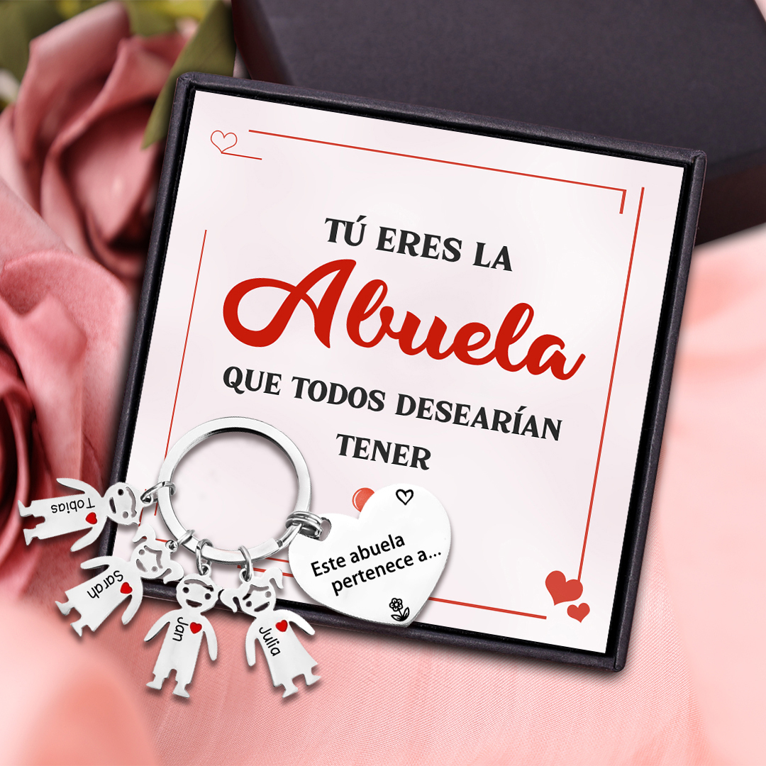 A mi abuela - Llavero con 4 nombres personalizados en "niños"-Jessemade ES