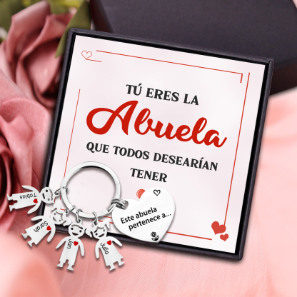 A mi abuela - Llavero con 4 nombres personalizados en "niños"-Jessemade ES