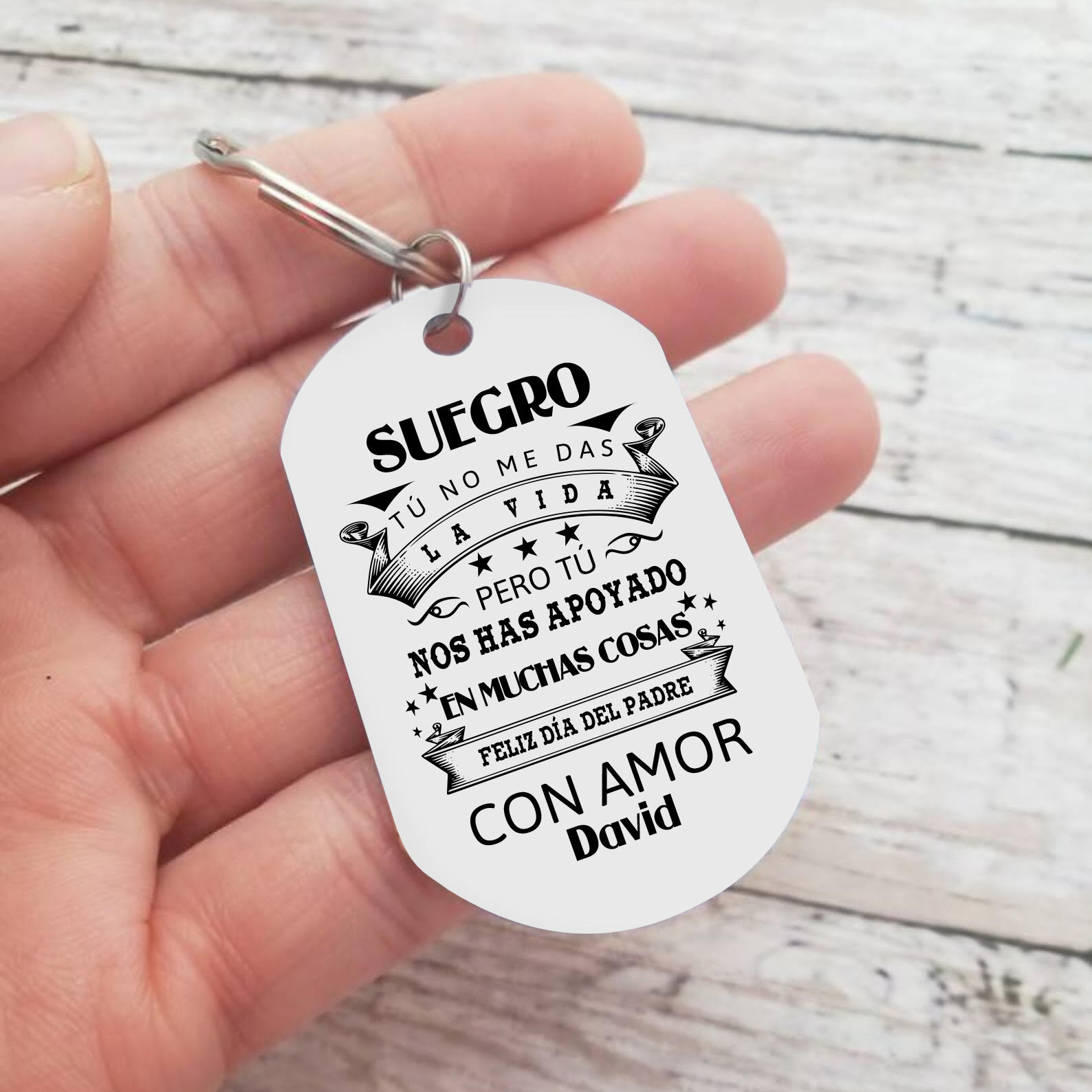 A mi suegro - Llavero con frase amoroso 1 nombre personalizado-Jessemade ES