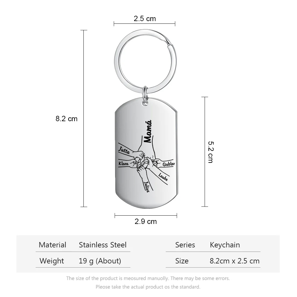 A mi mamá-Llavero 1-5 Nombres Personalizados MANOS COGIDAS-Jessemade ES