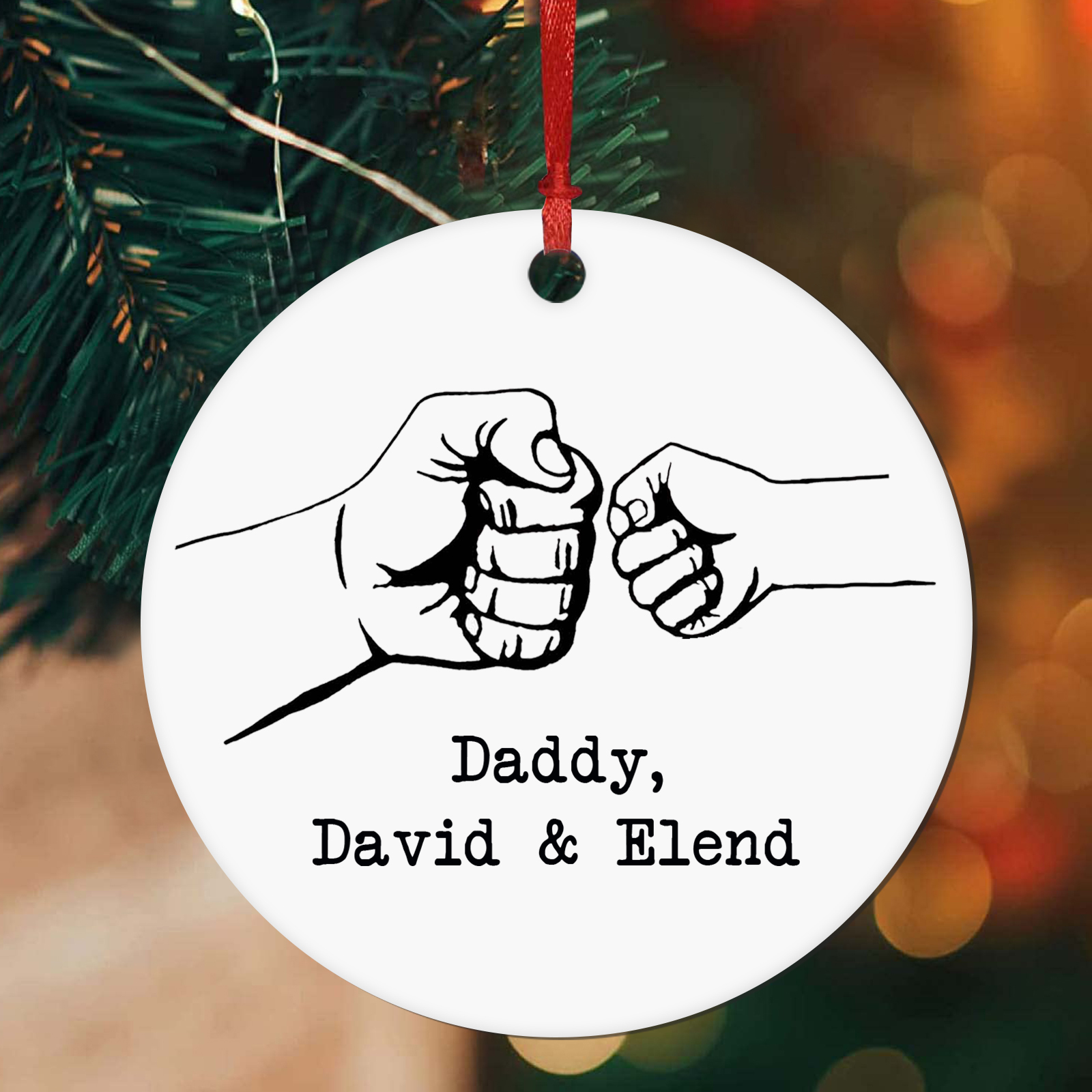 Navidad-Ornamento navideño puño con puño texto personalizado Adorno de madera
