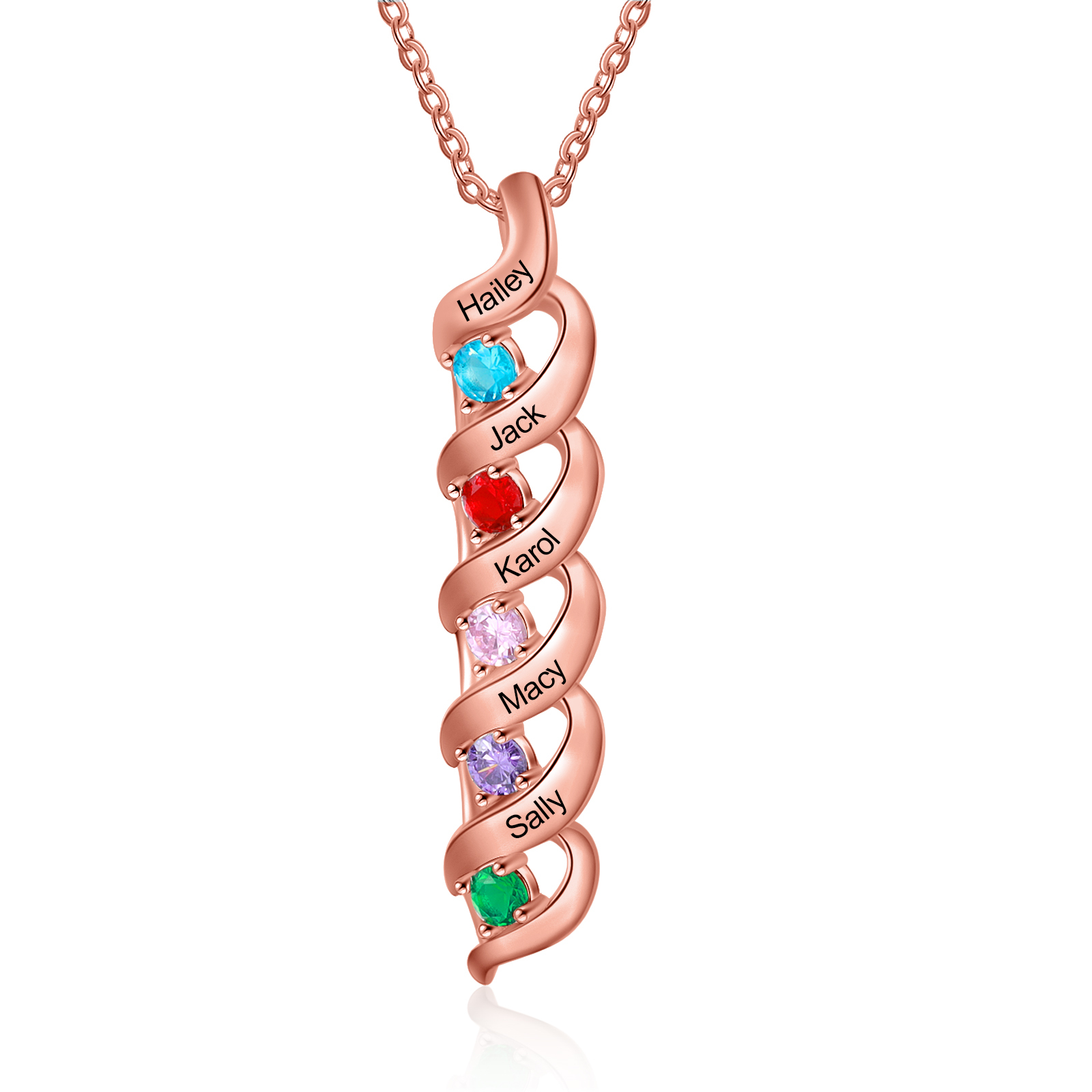 Collar de DNA 2-7 nombres y piedras personalizados-Jessemade ES