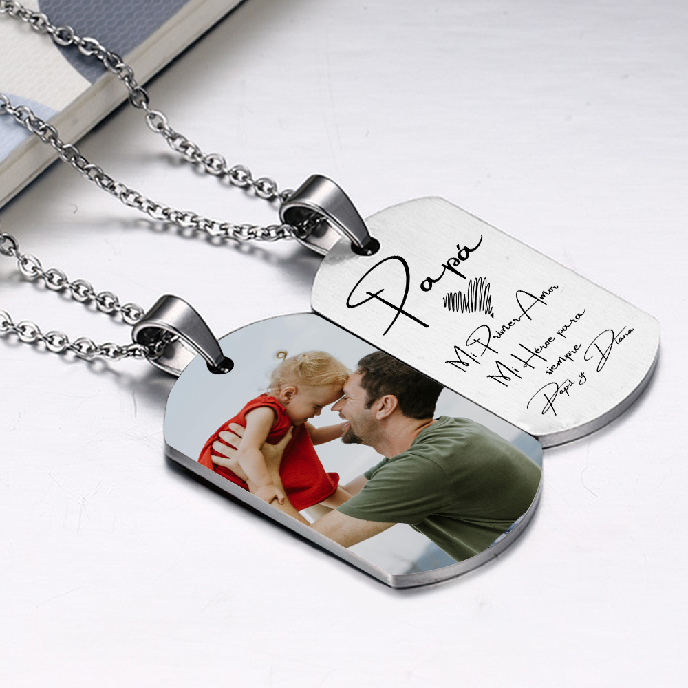 A MI PAPÁ-Collar de placa personalizada con texto y foto-Jessemade ES