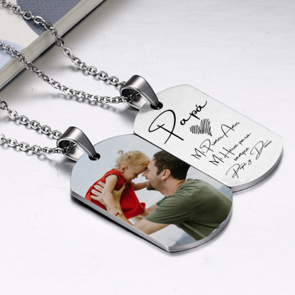 A MI PAPÁ-Collar de placa personalizada con texto y foto-Jessemade ES