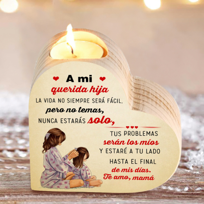 Candelero de corazón para hija de mamá de madera de corazón sin candela-Jessemade ES