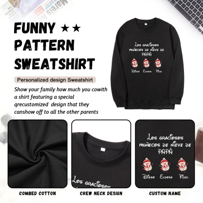 Familia-Sudadera "Muñecos de nieve" 4 nombres personalizados-Jessemade ES