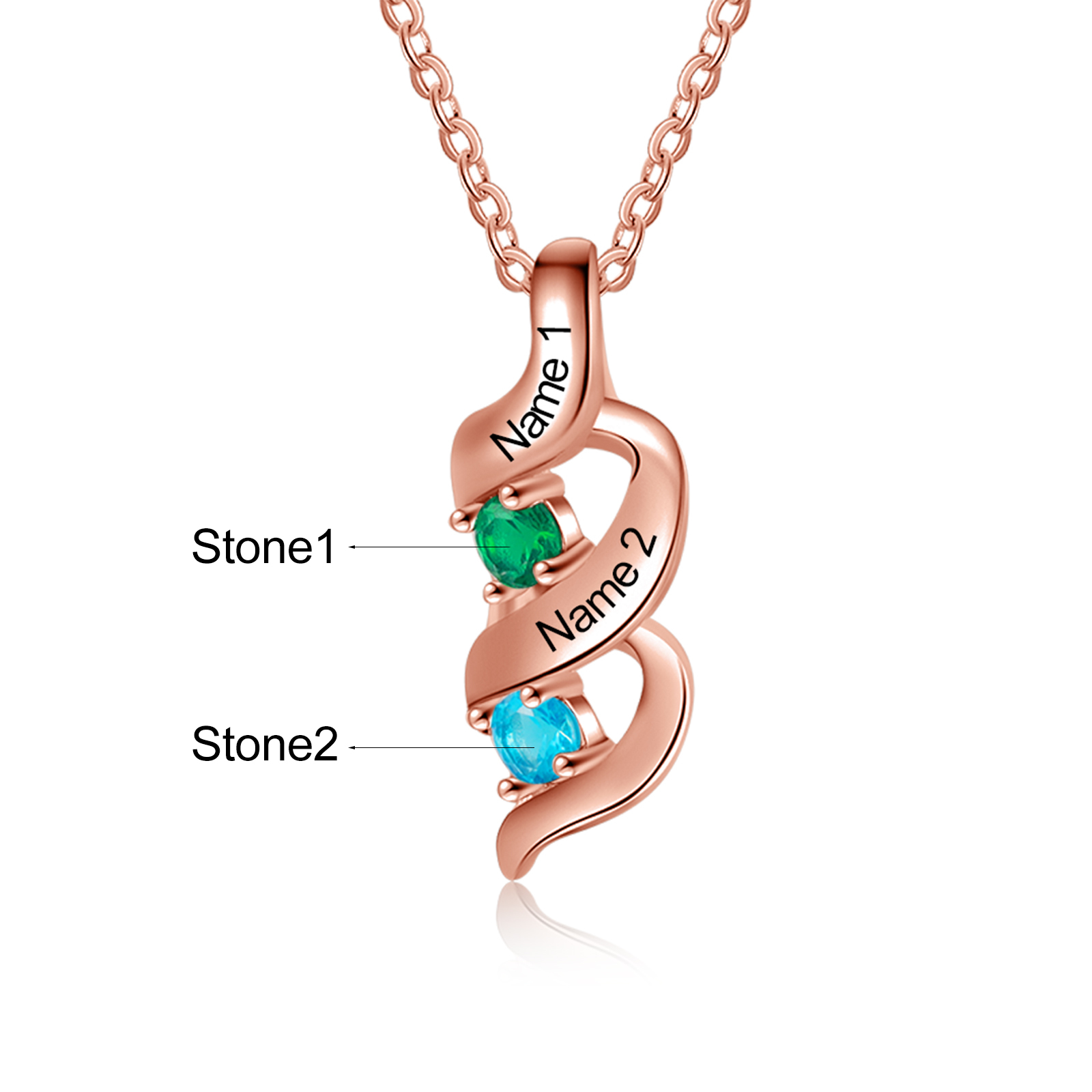 Collar de DNA 2-7 nombres y piedras personalizados-Jessemade ES