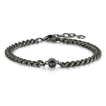 Pulsera de cadena cubana con proyección de foto en color para hombre-Jessemade ES