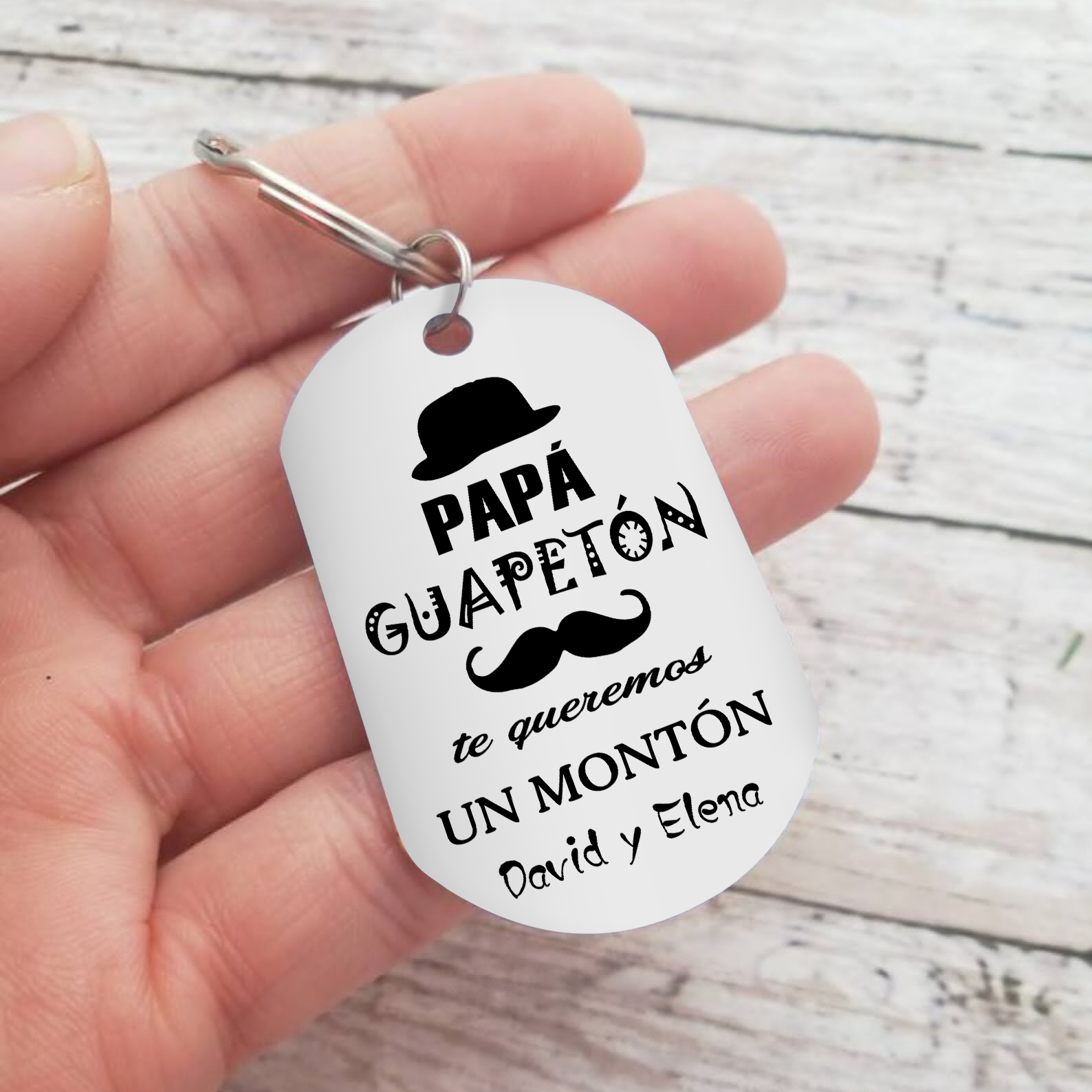 A mi papá-Llavero Personalizado PAPÁ GUAPETÓN 1 Texto-Jessemade ES