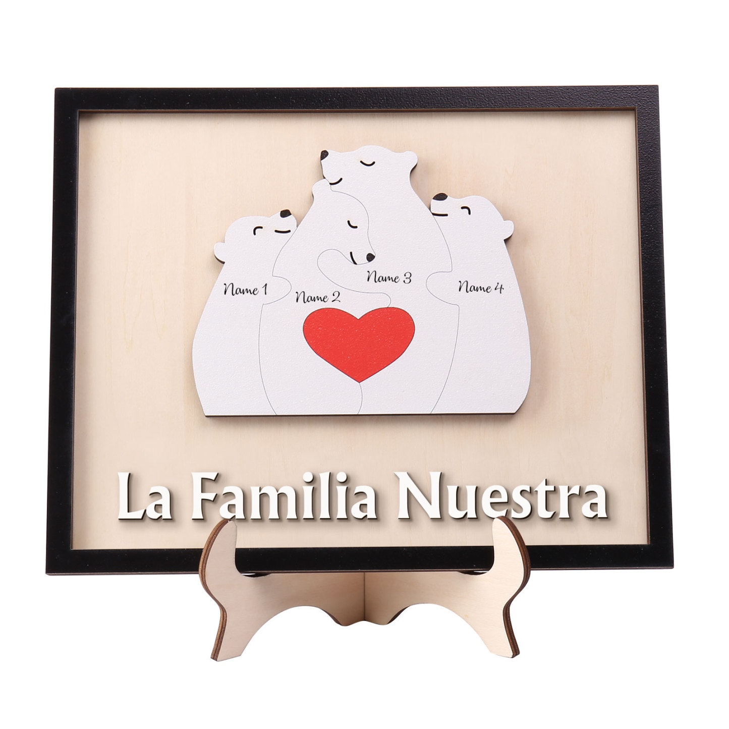 A familia-Adorno 2-6 nombres personalizados decoración de madera familia de canguros-Jessemade ES