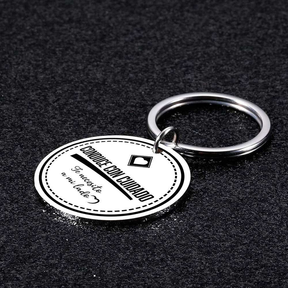 Llavero para pareja "Conduce con cuidado" 1 foto personalizada-Jessemade ES