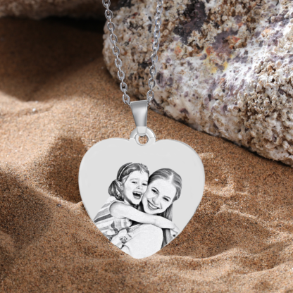 Collar de corazón con 1 foto personalizada y 1 nombre