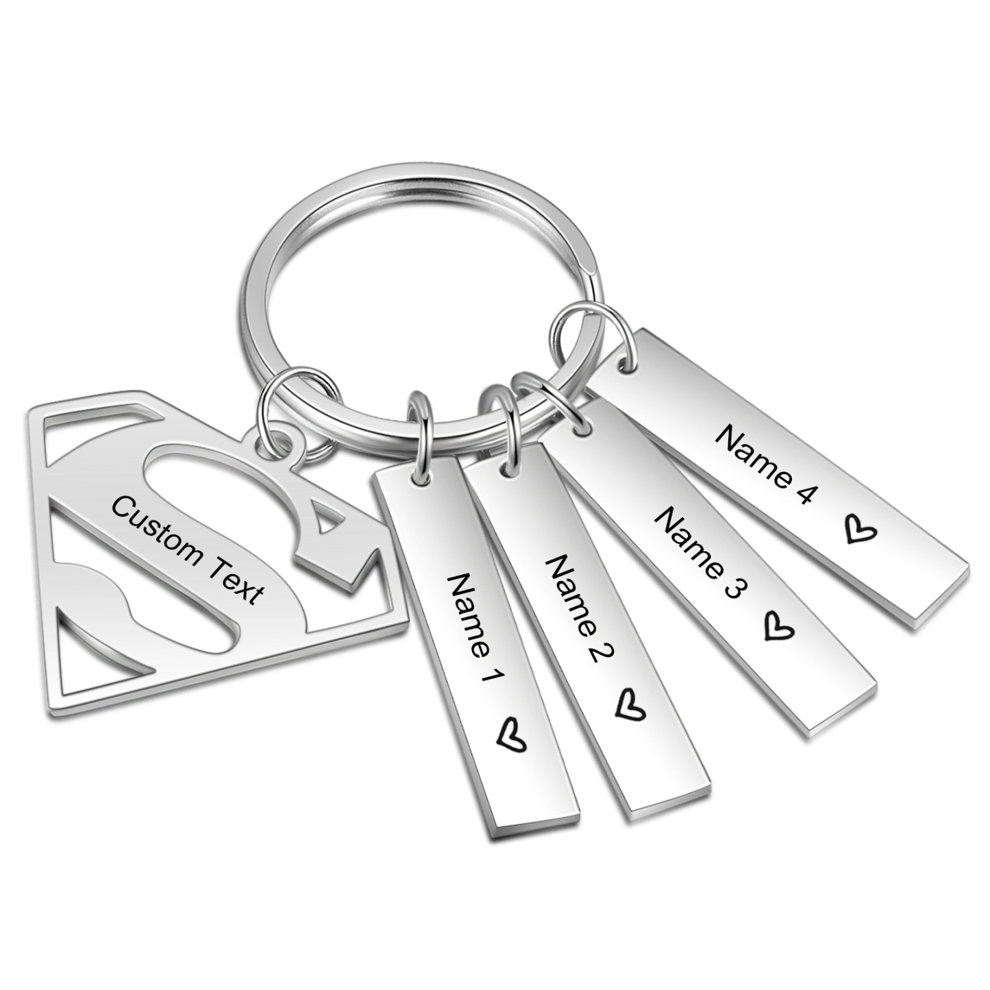 A mi papá - Llavero Superman con 4 nombres personalizados con texto-Jessemade ES