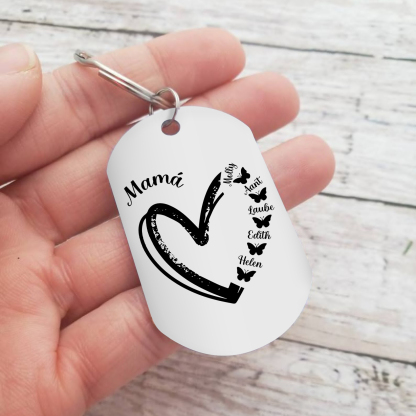 A mi mamá-Llavero 1-6 Nombres Personalizados CORAZÓN Y MARIPOSAS-Jessemade ES