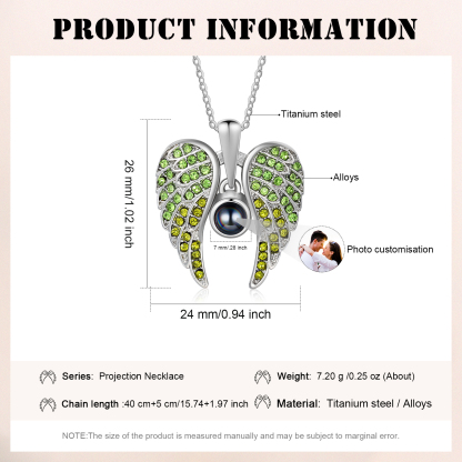 Collar de alas de ángel abiertas personalizado con 1 foto en proyección-Jessemade ES