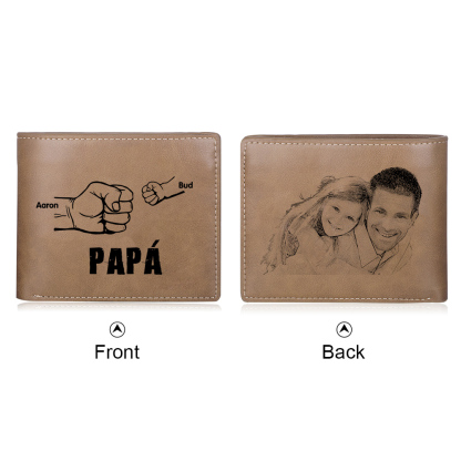 A mi papá-Cartera 2-5 nombres y foto personalizados billetera clásica puño a puño -Jessemade ES