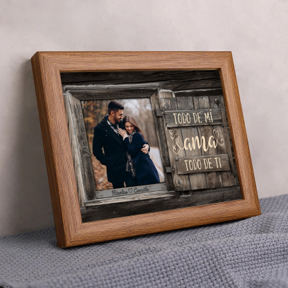 Marco de 1 foto de madera para pareja 2 nombres personalizados-Jessemade ES
