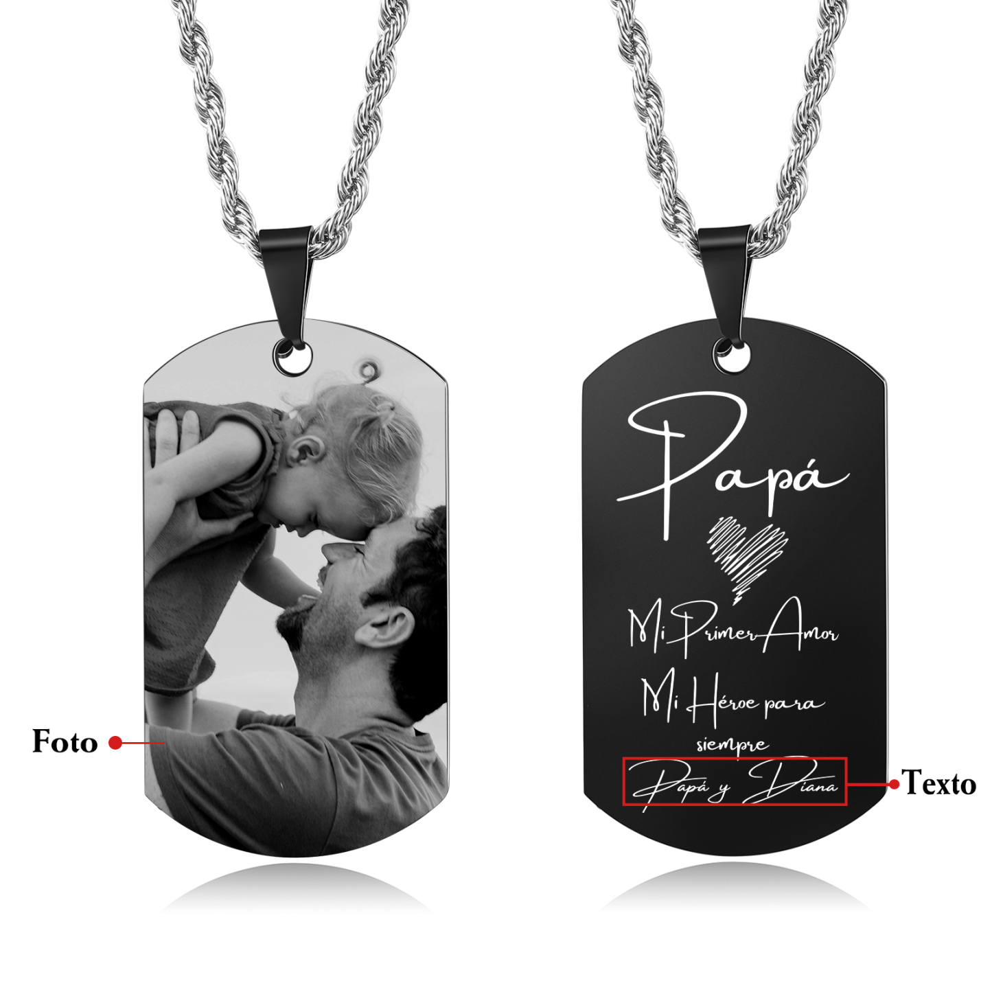 A MI PAPÁ-Collar de placa personalizada con texto y foto-Jessemade ES
